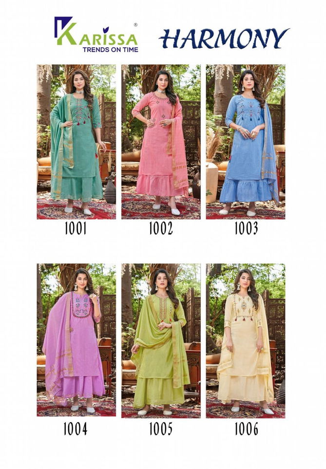 Harmony By Premium Heavy Cotton Kurti With Palazzo Dupatta Wholesale 
